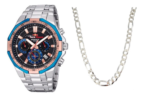 Relogio Edifice Toro Rosso Efr-554tr Cor Prata + Cordão Aço