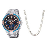 Relogio Edifice Toro Rosso Efr-554tr Cor Prata + Cordão Aço