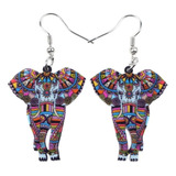 Aretes Largo Pendiente Pin Stud Animal Elefante Para Mujer