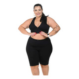 Conjunto Básico Top E Bermuda Feminino Academia Plus Size