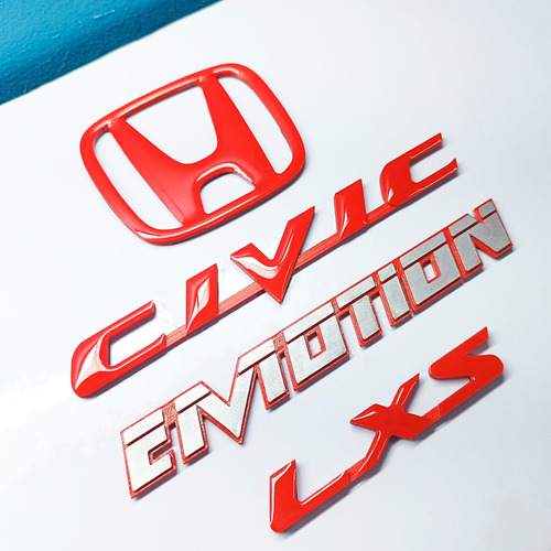 Emblemas Honda Civic Emotion Maleta Exs Rojo Pega 3m Foto 2