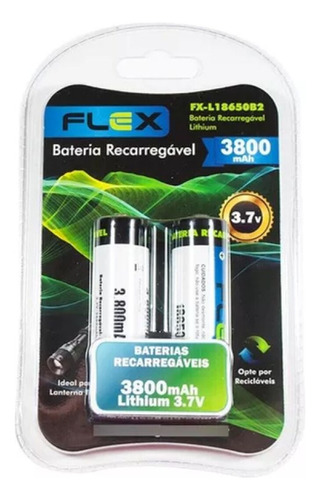 Bateria Recarregável 3,7v Com 2 Unidades Fx-l18650b2