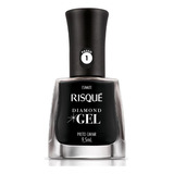 Kit C/ 2 Esmalte Diamond Gel Risque Preto Caviar Cor Preto