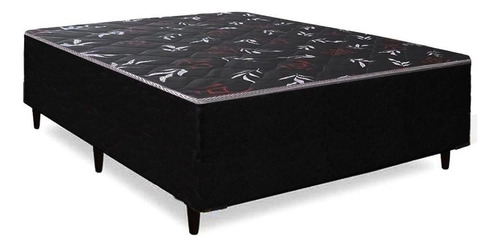 Cama Box Conjugado Viúva Ortopédico Suede Preto