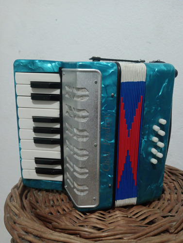 Acordeon Sanfona Infantil 8 Baixos 17 Teclas - Azul