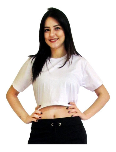 Blusa Camiseta Cropped Liso Feminino 