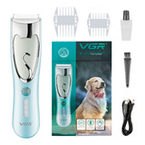 Máquina Cortar Pelo Perros Mascotas Vgr V-203 Lavable Usb Color Celeste