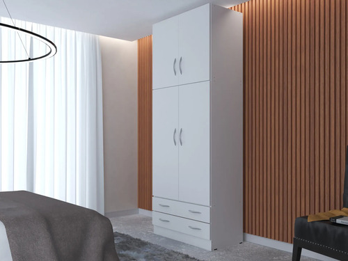 Placard Ropero 4 Puertas Mueble Armado Melamina 2 Cajones