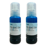 2 Tintas Cian Compatible Epson T504c L4150 L4160 504