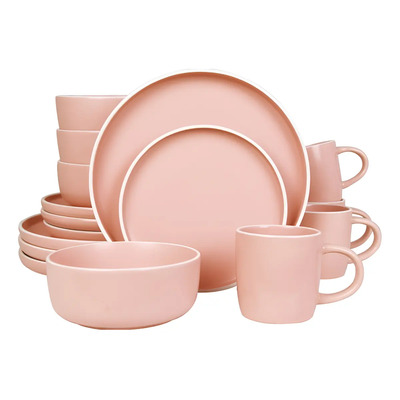 Vajilla De Ceramica Rosa 16 Piezas Moderna 4 Personas Kb-025 | Meses sin interés
