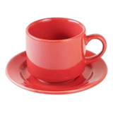 Set X6 Taza De Té Con Plato Biona Donna De Cerámica Kuchen Color Rojo