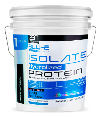 Proteína Whey Hidrolizada Isolate Blu-e 9 Kg 237 Servicios