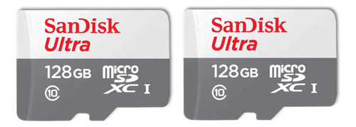 Kit 2 Cartão Memória Micro Sd Sandisk 128gb Classe 10 Ultra