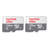 Kit 2 Cartão Memória Micro Sd Sandisk 128gb Classe 10 Ultra