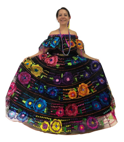 Vestido Chiapaneca Traje Chiapas Típico Bordado A Mano Mujer