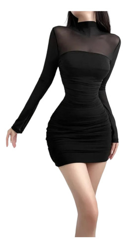 Vestido Stretch Elegante Corto Sexy Ajustado Transparencia 