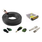 Kit Fonte 10a Cftv + 100m Cabo Coaxial + 24 Conectores Cc117