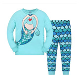 Pijama Para Niñas Sirena Conjunto De Algodón 2 Piezas Verano