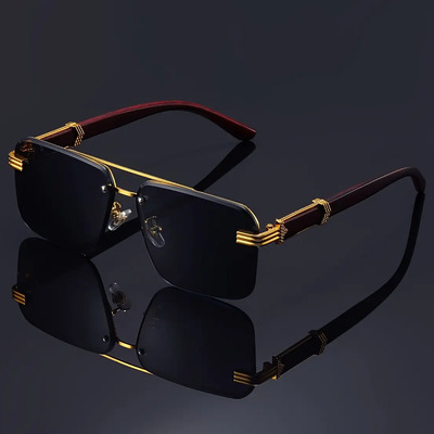Lentes De Sol De Lujo Sin Marco Con Varilla De Madera Negro | Envío gratis