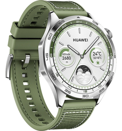 Smartwatch Huawei Gt4 Pnx-b19, Gps, Nfc, Bluetooth Microfone Caixa Verde Pulseira Verde