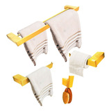 Kit Acessórios Dourado Gold Banheiro Super Luxo Inox 304