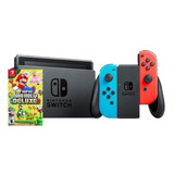 Nintendo Switch 32gb New Super Mario Bros. U Deluxe Bundle Color  Rojo Neón, Azul Neón Y Negro