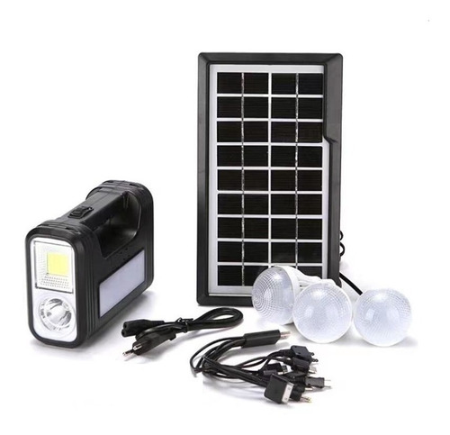Kit Painel Placa Solar Portátil 3 Lâmpada Led Luz Emergência