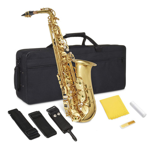 Kit Saxofón Alto Laton Lacado Brillante Instrumento Aire 