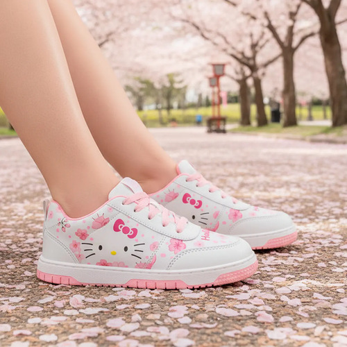Tenis Bota Hello Kitty Cosidos Niña Rosa Casual 309-a-brk