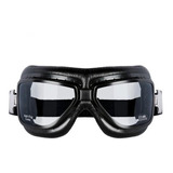Óculos Aviador Retro Motociclista Goggles Sky Black Vintage