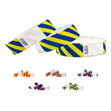 Pulseras De Tyvek Rayadas 500 Pack Azul Neón + Amarill...