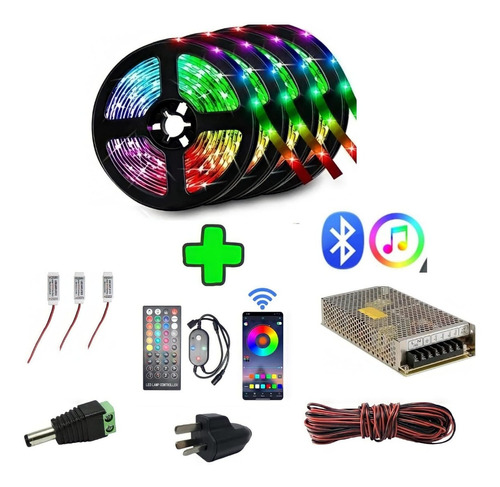 Tira Led 20 Metros Rgb 5050 Lineales Bluetooth Audioritmico 