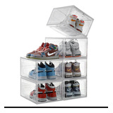 Caja De Zapatos Tenis Traslúcida Imantada Apilable Pack De 2