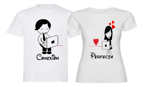 Camisetas Para Parejas Conexión Perfecta En Caja De Regalo 