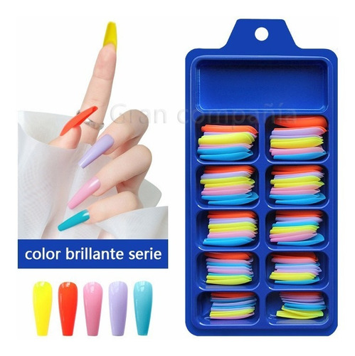 100 Tips Coffin Completas Uñas Postizas Press Nails Art Set