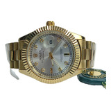 Reloj Date Just Dorado Platinado Cuarzo 