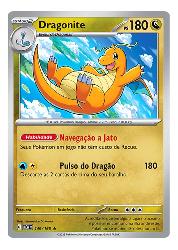 Carta Pokémon Dragonite Coleção Especial 151