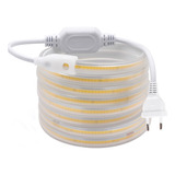 Fita De Led Cob 2mts 110v Ip65 Branco Quente 3000k + Plug