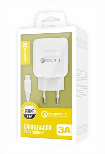 Carregador Turbo Usb Quick Charge 3.0 Sumexr Com Cabo