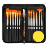 Kit X15 Pinceles Artistas Gadnic Estuche Esponja Espátula