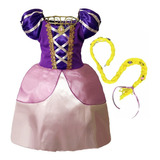 Vestido Princesa Kit Trança Tiara Cabelo Fantasia Infantil