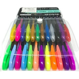 Canetas Coloridas Gel Neon Glitter Estojo Kit 24 Cores 