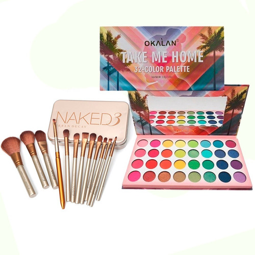 Kit Brochas Naked + Paleta Sombras Take Me Home De Okalan 