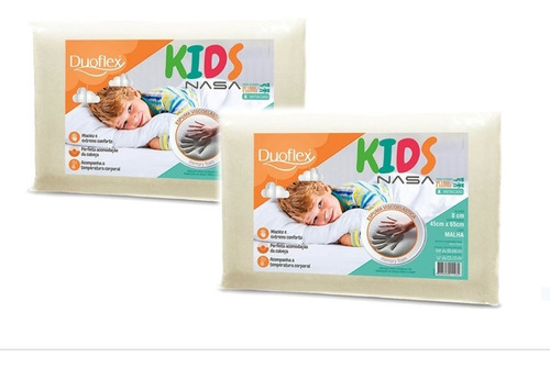 Kit Com 2 Travesseiros Duoflex - Nasa Kid Para Seu Filho 
