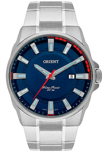 Relógio Orient Masculino Azul E Vermelho - Mbss1369 D1sx