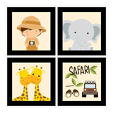 Quadrinhos Decorativos Turma Safari Quarto Infantil Animais