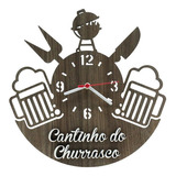 Relógio De Parede Decorativo - Cantinho Do Churrasco 3d Cor Da Estrutura Marrom-escuro Cor Do Fundo Marrom-escuro