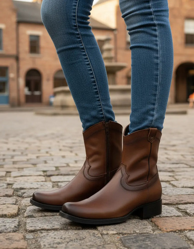 Bota Botin Para Caballero Tipo Vaquero De Piel In Moda 20290