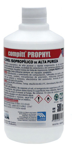 Alcohol Isopropílico 500 Cc Alta Pureza Delta Compit Prophyl