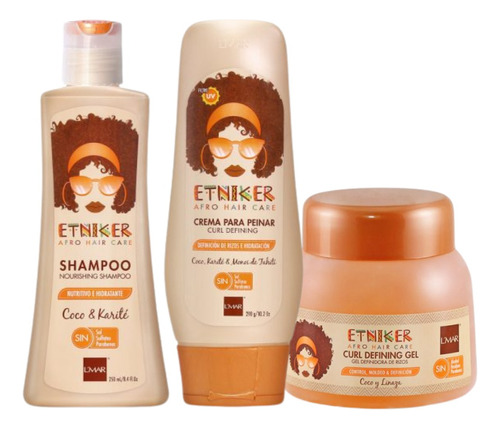 Pack Shampoo Rizos + Crema De Peinar + Gel Etniker